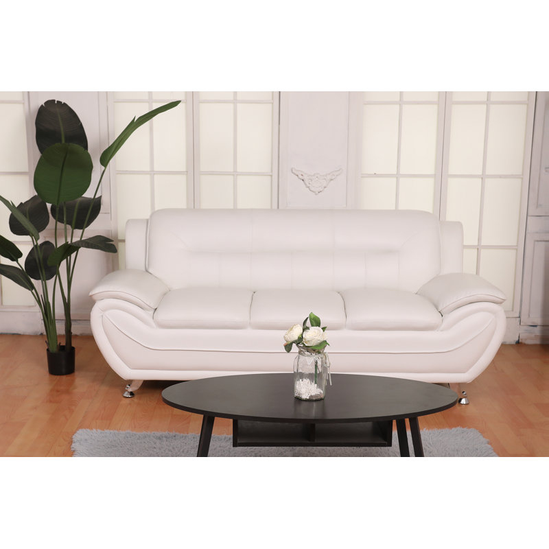 Orren Ellis Mulvey 80" Wide Faux Leather Pillow Top Arm Sofa & Reviews